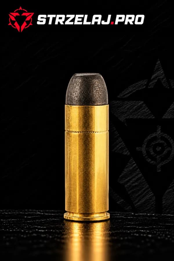 Nabój rewolwerowy .45 Colt (.45 Long Colt): zdjęcie na czarnym tle
