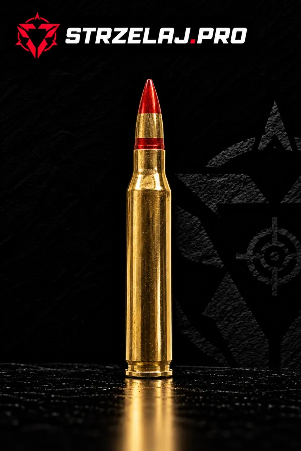 Nabój karabinowy 5,56×45 mm NATO (cywilny odpowiednik: .223 Remington): zdjęcie na czarnym tle