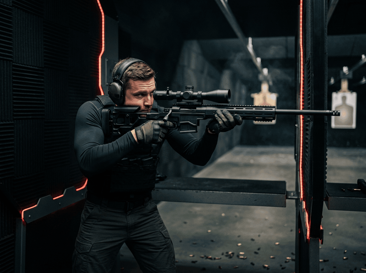 MOA w strzelectwie — diagram pokazujący jak minut kąta skaluje się z dystansem na tarczy strzeleckiej