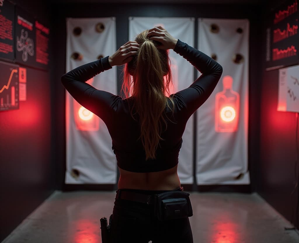 Trening strzelectwa sportowego na strzelnicy — strzelec przy stanowisku